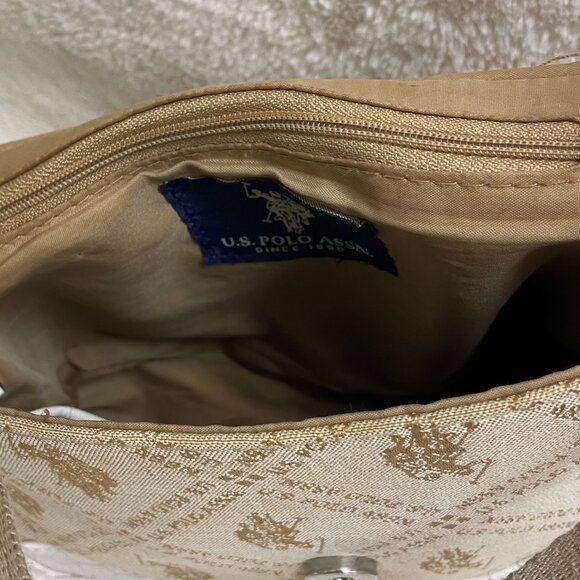 Vintage Ralph Lauren US Polo Small Purse Cotton Polyester Tan/White - Picture 9 of 10
